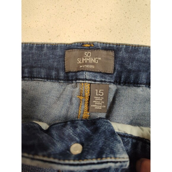 Chico's So Slimming Mid Rise Skinny Jeans Size 1.5 M/10 Stretch Denim 30" Inseam - Picture 3 of 7
